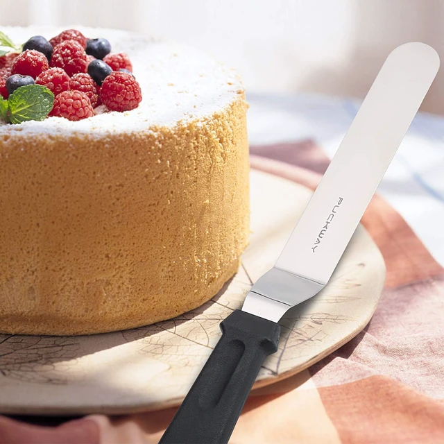 Alt view image 5 of 6 - Angled Icing Spatula, Stainless Steel Offset Spatula, Cake Spatula Set of 2 Black 6, 8 inch Blade