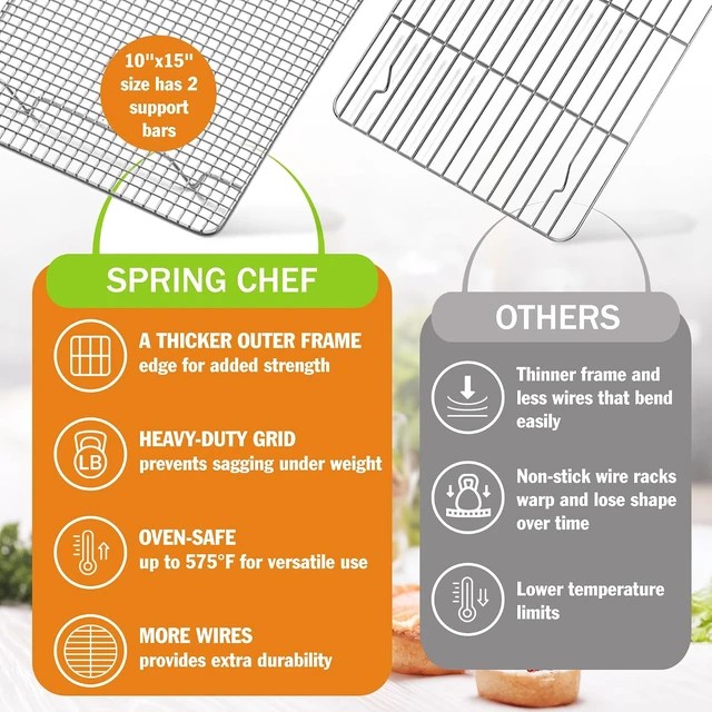 Alt view image 6 of 6 - Spring Chef 10" x 15" Stainless Steel Cooling Rack for Cooking & Baking