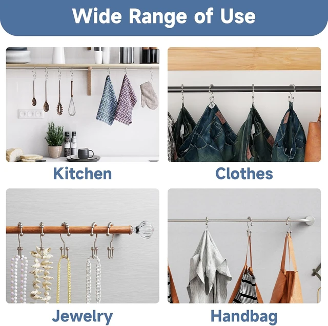 Alt view image 4 of 5 - Titanker Shower Curtain Hooks Rings, Rust Resistant Metal Double Glide Shower Hooks Rings for Bathroom Shower Rods Curtains, Set of 12 Hooks - Nickel
