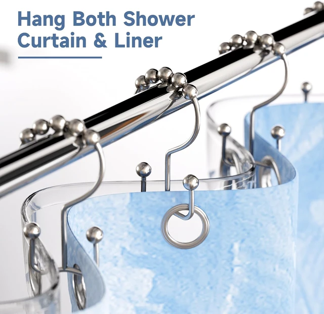 Alt view image 3 of 5 - Titanker Shower Curtain Hooks Rings, Rust Resistant Metal Double Glide Shower Hooks Rings for Bathroom Shower Rods Curtains, Set of 12 Hooks - Nickel