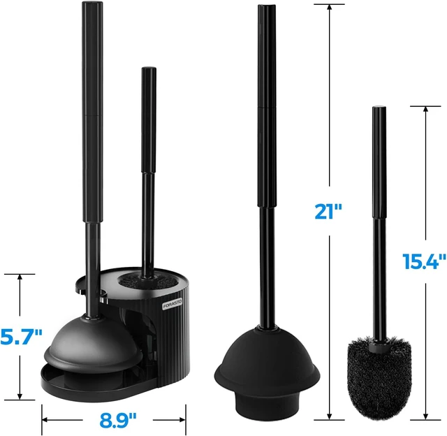 Alt view image 2 of 6 - FORASTO 2in1 Toilet Brush and Plunger Set - Bathroom Bowl Holder Combo