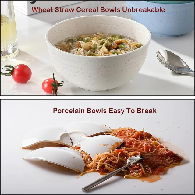Alt view image 4 of 7 - 8PCS Cereal Bowl, Ohola Unbreakable Wheat Straw Cereal Bowls, Microwave & Dishwasher Safe Kitchen Bowls for Cereal, Snack, Soup, Salad and Rice, MultiColors, BPA Free, 26oz (Ser of 8)