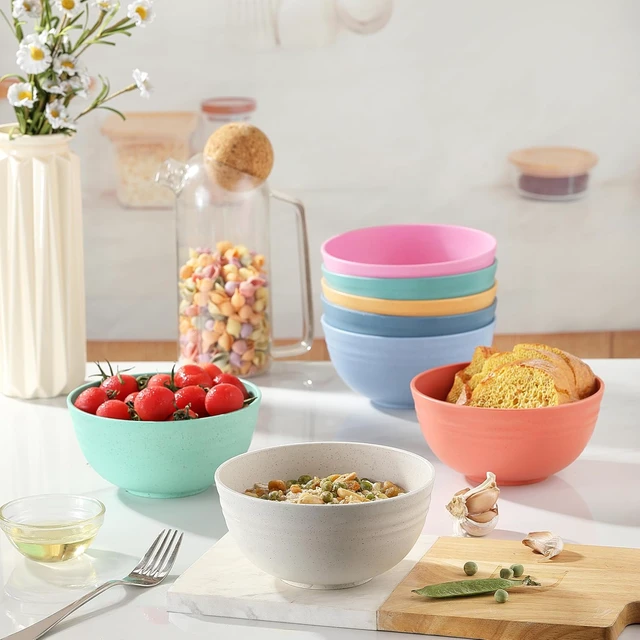 Alt view image 5 of 7 - 8PCS Cereal Bowl, Ohola Unbreakable Wheat Straw Cereal Bowls, Microwave & Dishwasher Safe Kitchen Bowls for Cereal, Snack, Soup, Salad and Rice, MultiColors, BPA Free, 26oz (Ser of 8)