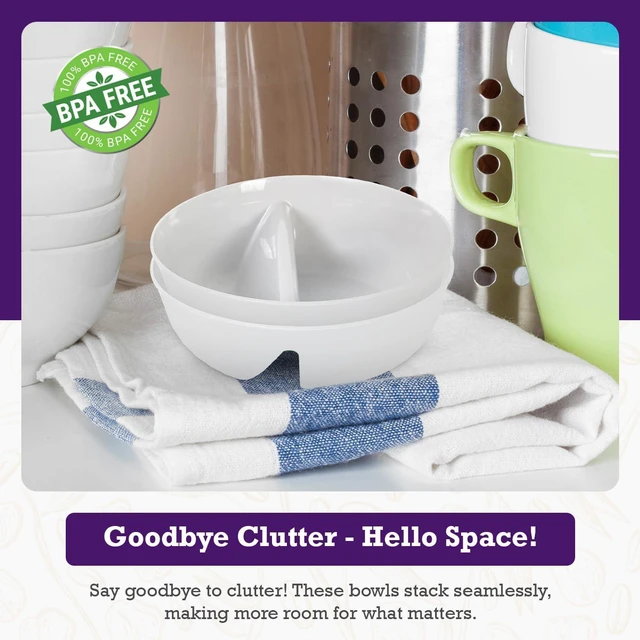 Alt view image 2 of 7 - 2 Pack - Just Crunch Anti-Soggy Cereal Bowl - Keeps Cereal Fresh & Crunchy | BPA Free | Microwave Safe | Ice Cream & Topping, Yogurt & Berries, Fries & Ketchup and More White