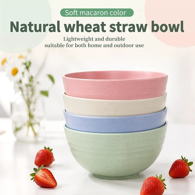 Alt view image 3 of 7 - DUOLUV Unbreakable Cereal Bowls - Wheat Straw Fiber Lightweight Bowl Sets 4 - Dishwasher & Microwave Safe - for,Rice,Soup Bowls (24 OZ)