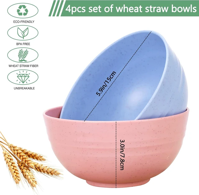 Alt view image 2 of 7 - DUOLUV Unbreakable Cereal Bowls - Wheat Straw Fiber Lightweight Bowl Sets 4 - Dishwasher & Microwave Safe - for,Rice,Soup Bowls (24 OZ)