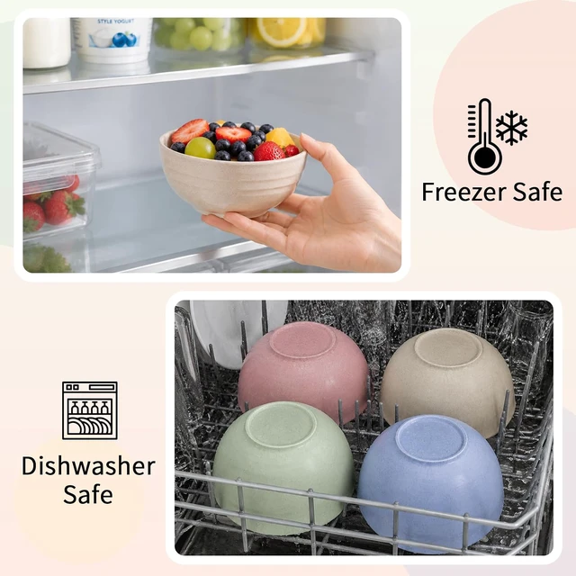 Alt view image 7 of 7 - DUOLUV Unbreakable Cereal Bowls - Wheat Straw Fiber Lightweight Bowl Sets 4 - Dishwasher & Microwave Safe - for,Rice,Soup Bowls (24 OZ)