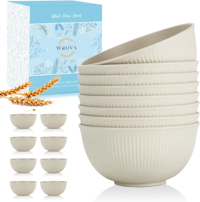 Main image of Wrova Wheat Straw Cereal Bowls Set, Soup Bowls Microwave Safe for Kid 26 OZ