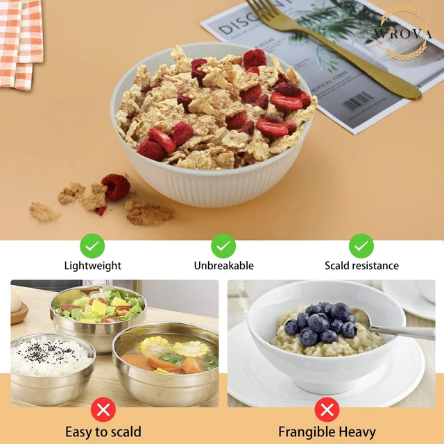 Alt view image 6 of 6 - Wrova Wheat Straw Cereal Bowls Set, Soup Bowls Microwave Safe for Kid 26 OZ