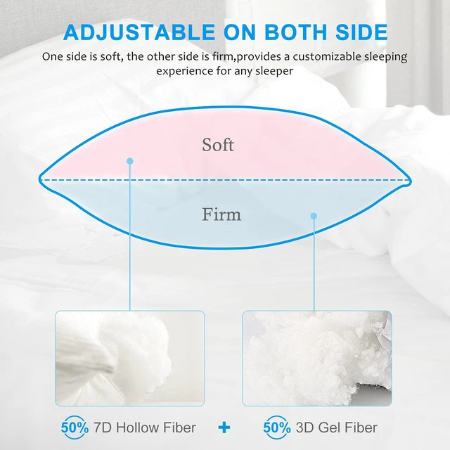 Alt view image 2 of 5 - EIUE Hotel Collection Bed Pillows for Sleeping 2 Pack Queen Size,Pillows for Side and Back Sleepers,Super Soft Down Alternative Microfiber Filled Pillows,20 x 30 Inches