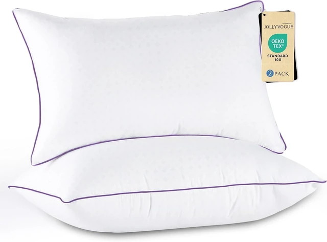 Main image of JOLLYVOGUE Firm Pillows Queen Size Set of 2, Supportive Bed Pillows with Oeko-Tex Certified Down Alternative Fill, Luxury Hotel Quality for Back, Stomach and Side Sleepers