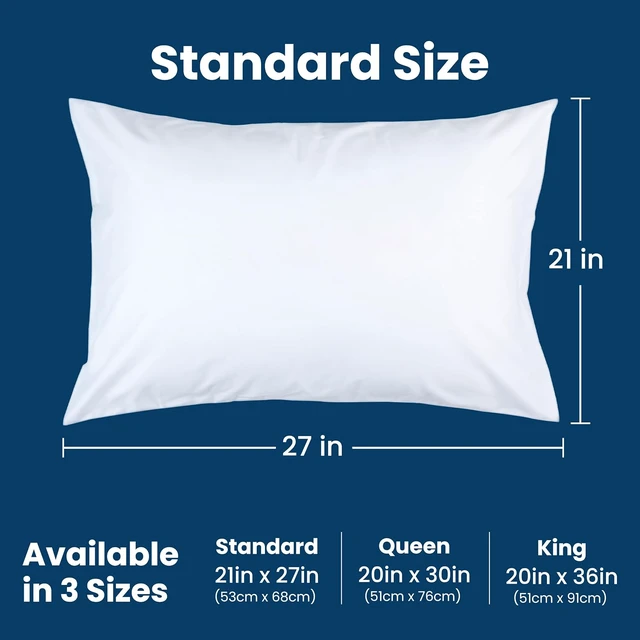 Alt view image 2 of 7 - Stain Resistant & Waterproof Full Size Pillow Protectors with Zipper (Set of 2) - White Pillowcases - Breathable, Comfortable Covers for Pillows, 21 x 27 Inches