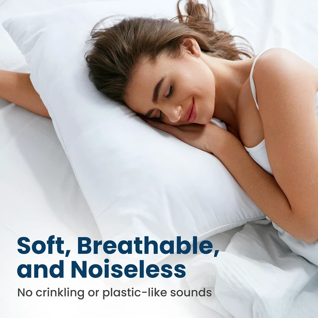 Alt view image 3 of 7 - Stain Resistant & Waterproof Full Size Pillow Protectors with Zipper (Set of 2) - White Pillowcases - Breathable, Comfortable Covers for Pillows, 21 x 27 Inches