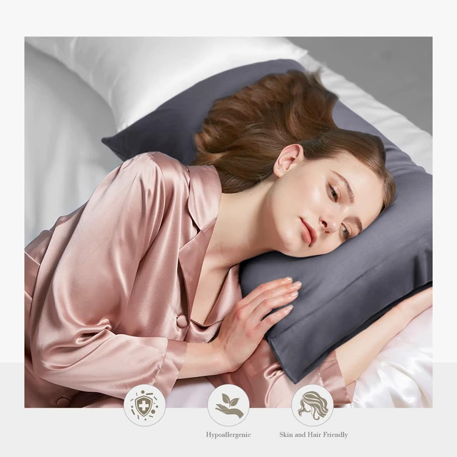Alt view image 2 of 6 - WishSmile Cooling Queen Pillowcases Set of 2 Breathable Cool Silky Soft Rayon Derived from Bamboo Fabric, Moisture Wicking for Hot Sleepers, Hair and Skin Friendly, Dark Grey, 2 Pack, 20x30IN
