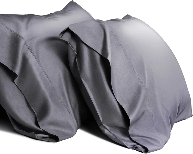Main image of WishSmile Cooling Queen Pillowcases Set of 2 Breathable Cool Silky Soft Rayon Derived from Bamboo Fabric, Moisture Wicking for Hot Sleepers, Hair and Skin Friendly, Dark Grey, 2 Pack, 20x30IN