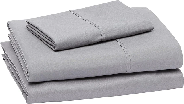 Alt view image 6 of 6 - Amazon Basics Lightweight Super Soft Easy Care Wrinkle-Free Breathable Brushed Microfiber 3-Piece Bed Sheet Set with 14-Inch Deep Pockets, Twin, Dark Gray, Solid