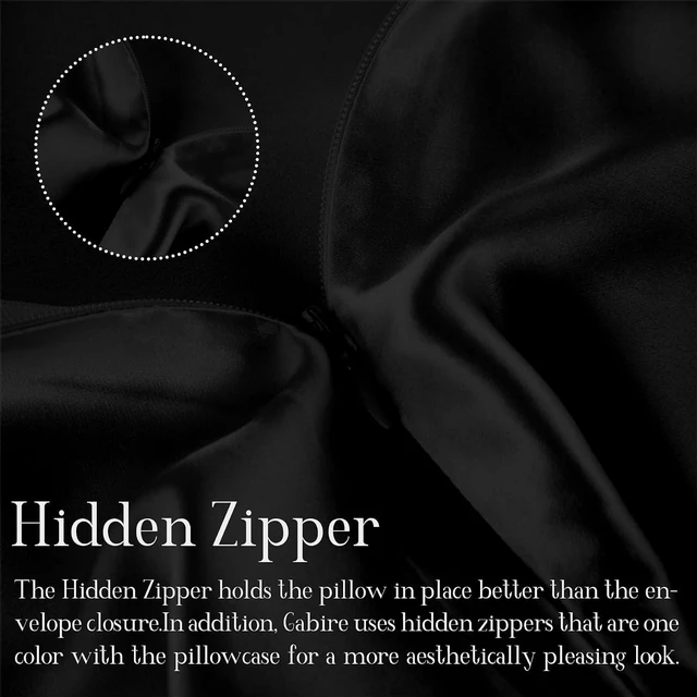 Alt view image 2 of 6 - Gabire Mulberry Silk Pillow Cases Set of 2, Both Sides Real Silk Pillowcase for Hair and Skin Prevent Acne Pillowcase Organic Silk Pillowcase 2 Pack with Hidden Zipper, Black, Standard (20"×26")