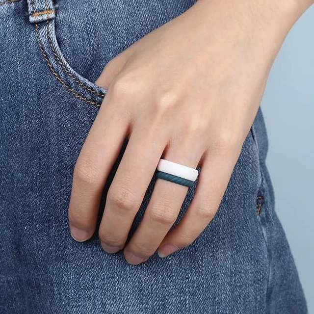 Alt view image 6 of 6 - Egnaro Women's Stackable Silicone Rings, 2.5/5.5mm Wide 1.8/2mm Thick Bands