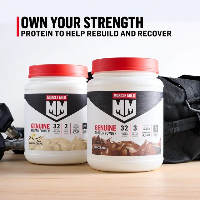 Alt view image 5 of 7 - Muscle Milk Genuine Protein Powder, Vanilla Crème, 1.93 Pounds, 12 Servings, 32g Protein, 2g Sugar, Calcium, Vitamins A, C & D, NSF Certified for Sport, Energizing Snack, Packaging May Vary