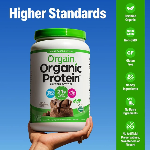 Alt view image 3 of 7 - Orgain Organic Vegan Protein Powder, Creamy Chocolate Fudge - 21g Plant Protein, 6g Prebiotic Fiber, Low Net Carb, No Lactose Ingredients, No Added Sugar, Non-GMO, For Shakes & Smoothies, 2.03 lb