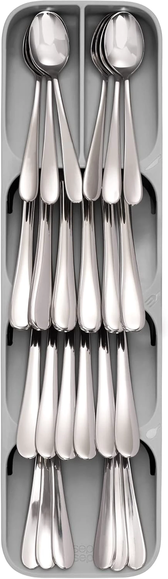 Alt view image 7 of 7 - Joseph Joseph DrawerStore Compact Utensil Organizer For Kitchen Drawer Silverware, Flatware Tray, Small, Grey