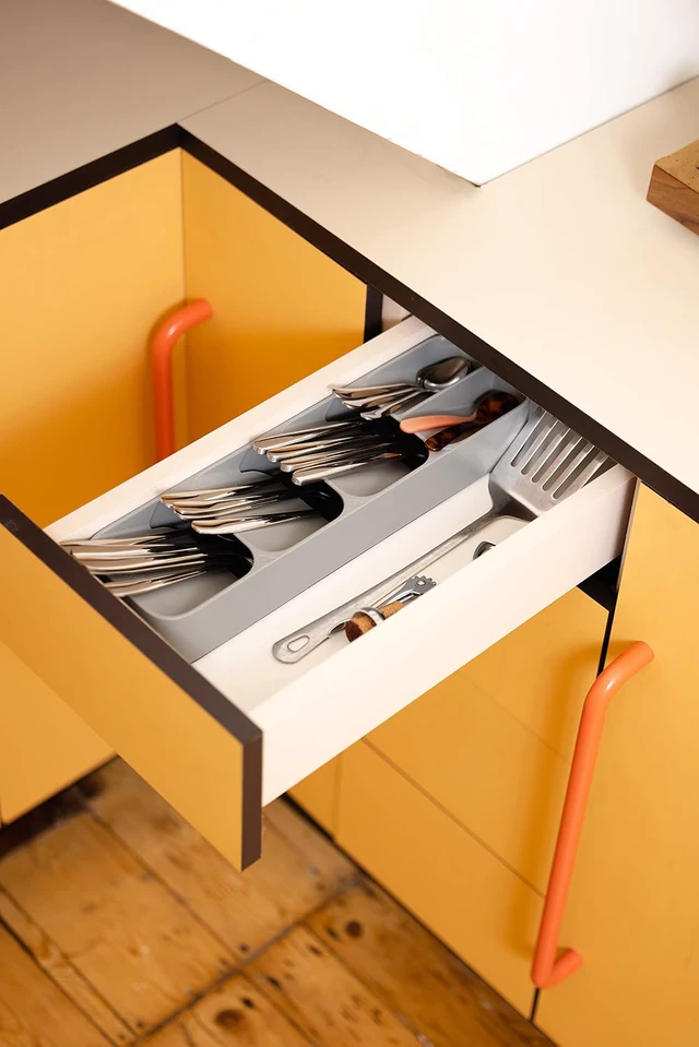 Alt view image 3 of 7 - Joseph Joseph DrawerStore Compact Utensil Organizer For Kitchen Drawer Silverware, Flatware Tray, Small, Grey