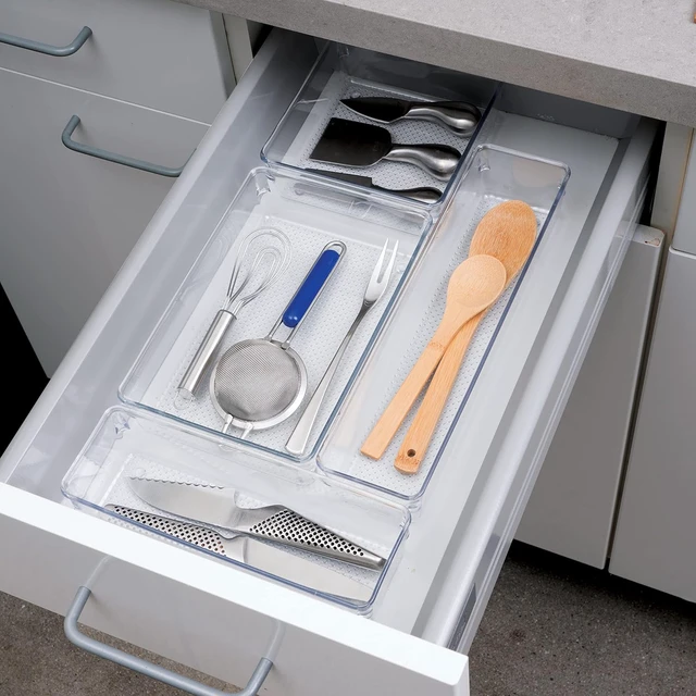 Alt view image 7 of 7 - Oggi Clear Drawer Organizer - 3" X 12.5" - Ideal for Organizing Kitchen Drawers, Office, Desk, Silverware, Kitchen Utensils, Cosmetics and Bathrooms