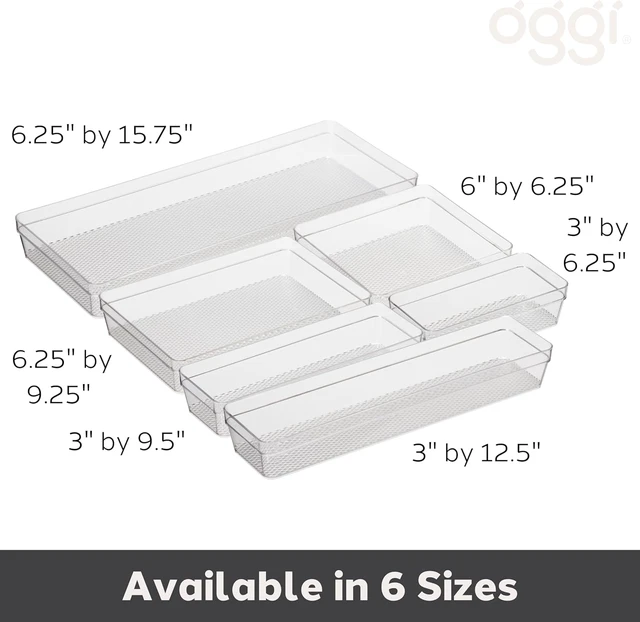Alt view image 3 of 7 - Oggi Clear Drawer Organizer - 3" X 12.5" - Ideal for Organizing Kitchen Drawers, Office, Desk, Silverware, Kitchen Utensils, Cosmetics and Bathrooms