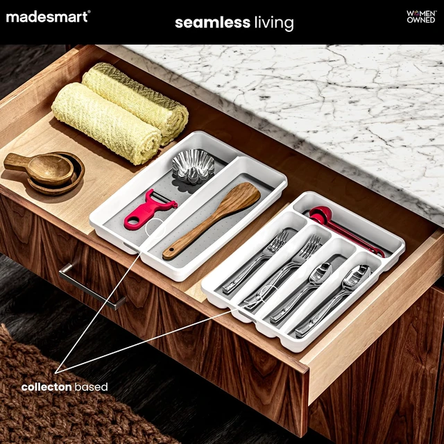 Alt view image 5 of 7 - madesmart Classic 5 Compartment Compact Silverware Tray, White