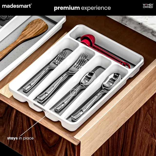 Alt view image 7 of 7 - madesmart Classic 5 Compartment Compact Silverware Tray, White