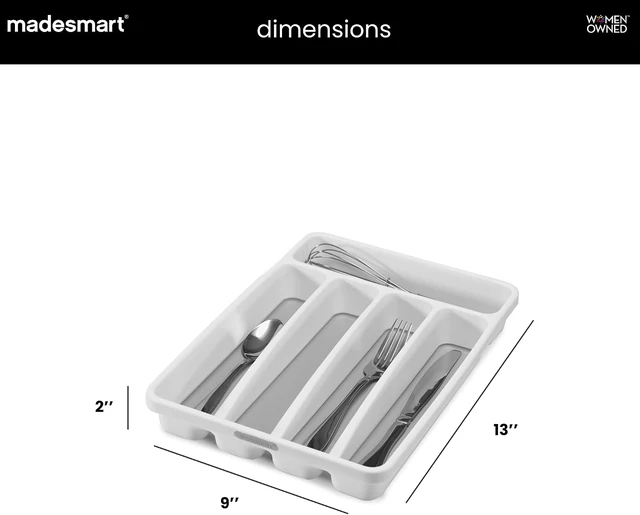 Alt view image 2 of 7 - madesmart Classic 5 Compartment Compact Silverware Tray, White