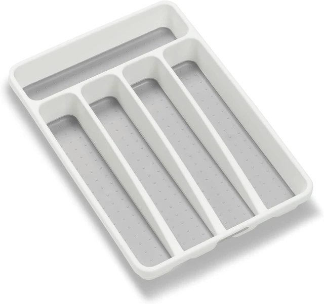 Main image of madesmart Classic 5 Compartment Compact Silverware Tray, White