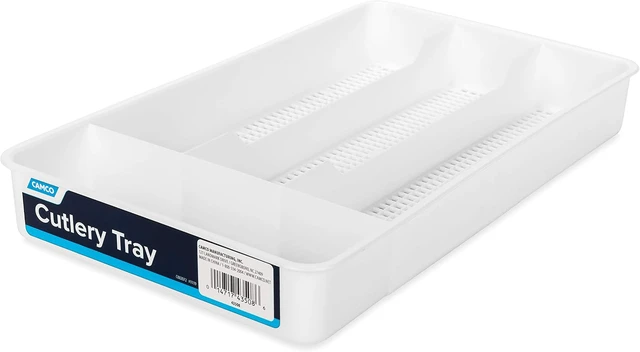 Alt view image 2 of 4 - Camco 43508 Cutlery Tray - Designed for RV and Compact Kitchen Drawers - Easily Organize and Store Kitchen Flatware - White