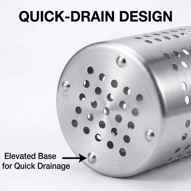 Alt view image 2 of 6 - KSENDALO SUS304 Small Stainless Steel Utensil Holder for Countertop, Silver
