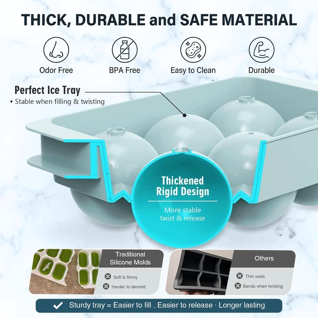 Alt view image 5 of 6 - WIBIMEN 1.9-Inch Large Ice Cube Molds, 2-Pack Round Ice Ball Molds