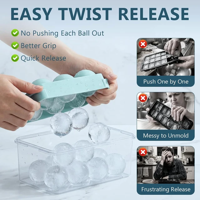 Alt view image 6 of 6 - WIBIMEN 1.9-Inch Large Ice Cube Molds, 2-Pack Round Ice Ball Molds