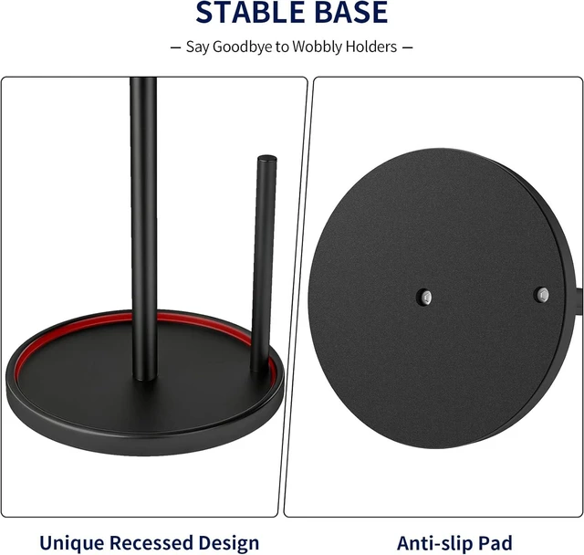 Alt view image 4 of 7 - Jesginboo Paper Towel Holder Countertop, Black Kitchen Paper Towels Holder, Paper Roll Holder with Weighted Base
