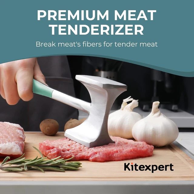 Alt view image 7 of 7 - KITEXPERT Meat Tenderizer Hammer with Comfortable-Grip Handle, Dual-side Mallet for Kitchen, Heavy Duty Pounder For Tenderizing Steak, Beef and Fish, Mint Green