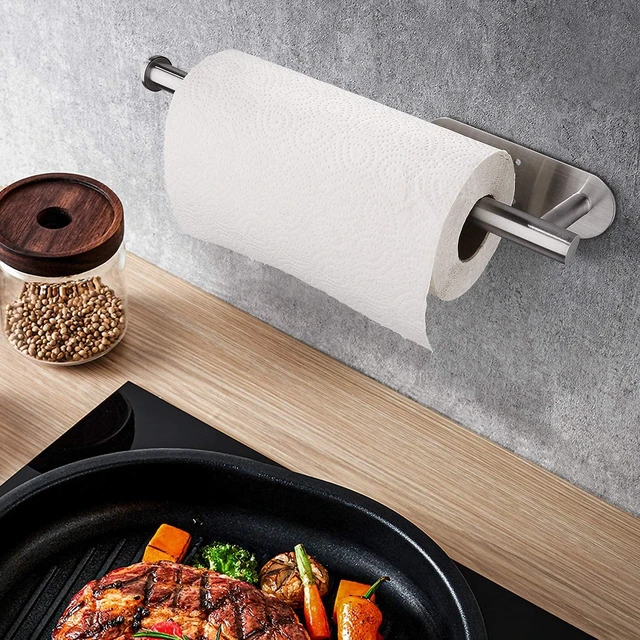 Alt view image 3 of 6 - Paper Towel Holders for Kitchen,Paper Towels Bulk- Self-Adhesive Under Cabinet,Both Available in Adhesive and Screws,Stainless Steel