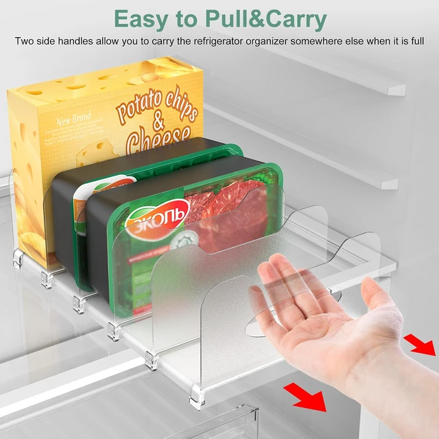 Alt view image 6 of 7 - Freezer Organizer,12" Visible Fridge Organizer Rack with Removable Dividers