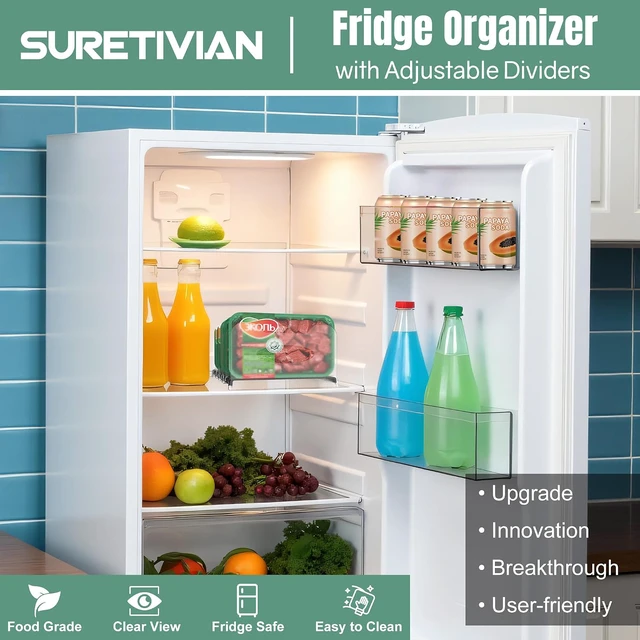 Alt view image 4 of 7 - Freezer Organizer,12" Visible Fridge Organizer Rack with Removable Dividers