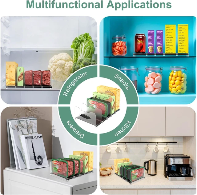 Alt view image 7 of 7 - Freezer Organizer,12" Visible Fridge Organizer Rack with Removable Dividers