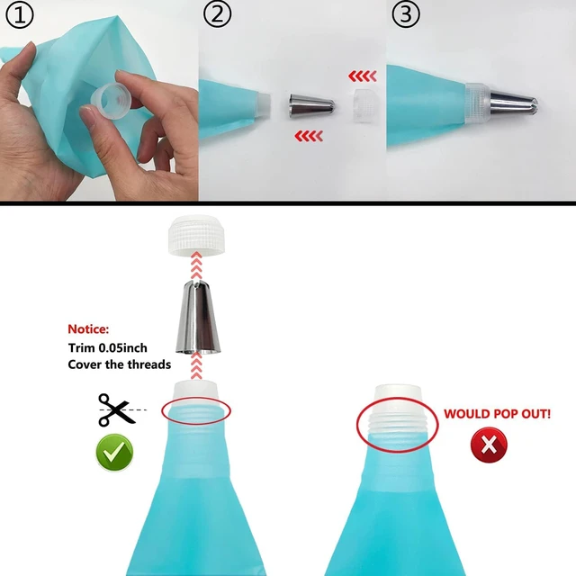Alt view image 4 of 7 - Piping Bags and Tips Set, 18" Reusable Piping Bags, Frosting Piping Kit for Baking with Pastry Bags and Tips, Standard Converters, Silicone Rings, Cake