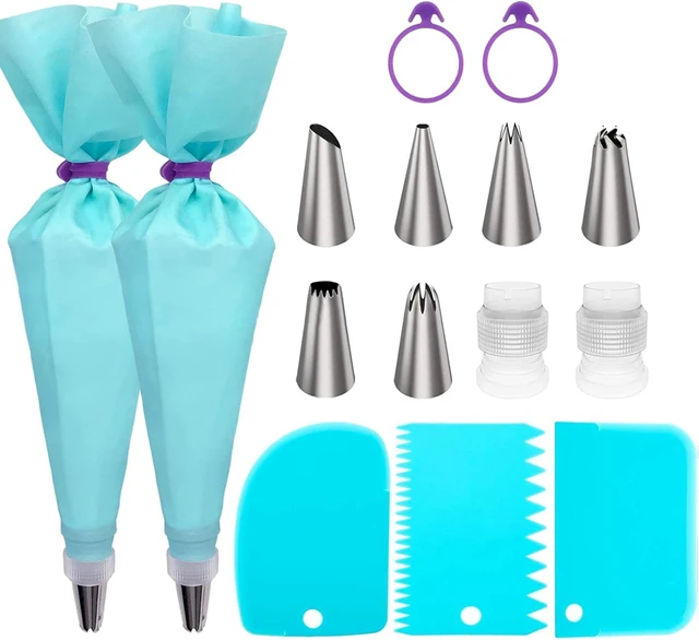 Alt view image 2 of 7 - Piping Bags and Tips Set, 18" Reusable Piping Bags, Frosting Piping Kit for Baking with Pastry Bags and Tips, Standard Converters, Silicone Rings, Cake