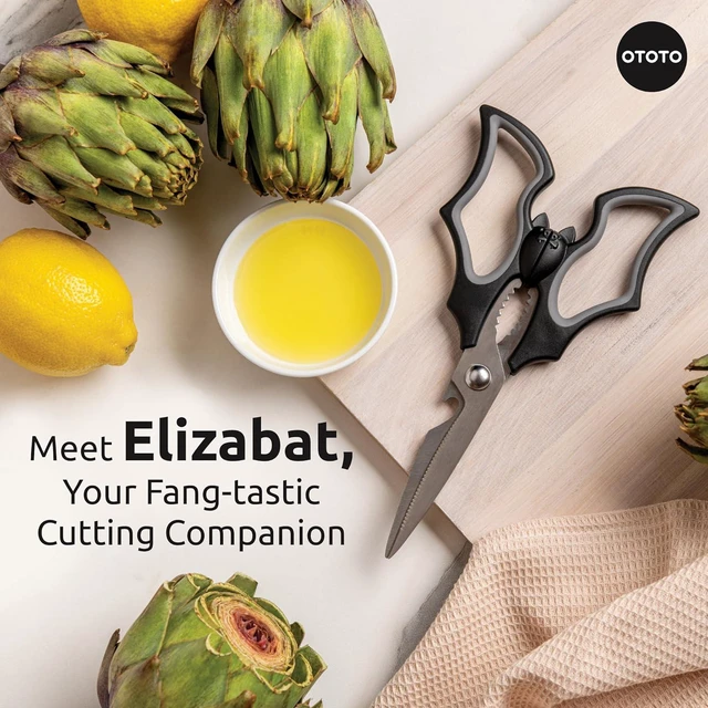 Alt view image 7 of 7 - OTOTO Original Elizabat Kitchen Scissors - Halloween Goth Cute Bat Kitchen Shears, Bat Scissors, Gothic Scissors Utensils - Spooky Bats Halloween Gifts, Cute Gadgets, Kitchen Gadgets