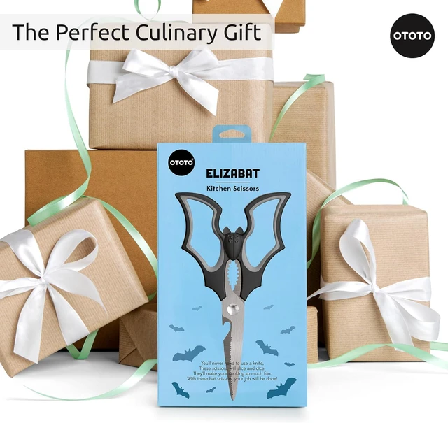 Alt view image 2 of 7 - OTOTO Original Elizabat Kitchen Scissors - Halloween Goth Cute Bat Kitchen Shears, Bat Scissors, Gothic Scissors Utensils - Spooky Bats Halloween Gifts, Cute Gadgets, Kitchen Gadgets