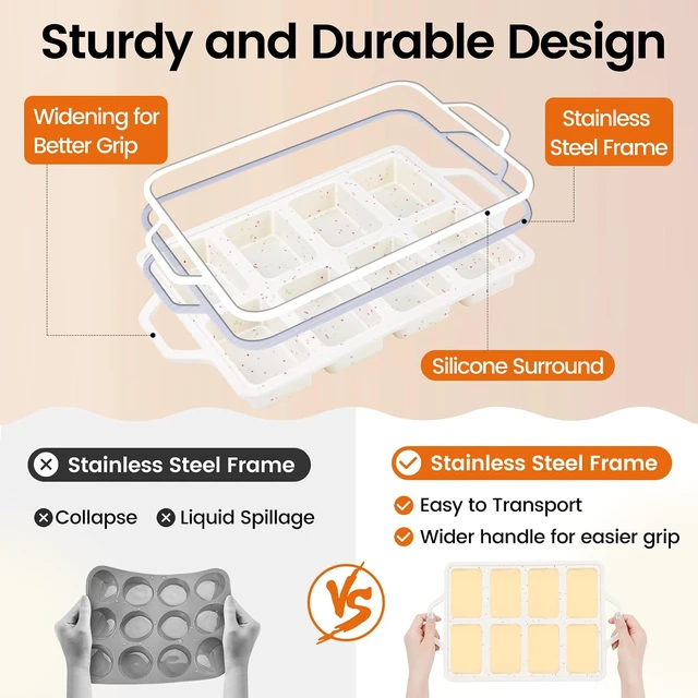 Alt view image 2 of 7 - Vinino Mini Silicone Loaf Pans with Metal Reinforced Frame, 8-Cavity, Cream