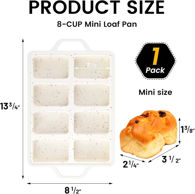 Alt view image 3 of 7 - Vinino Mini Silicone Loaf Pans with Metal Reinforced Frame, 8-Cavity, Cream