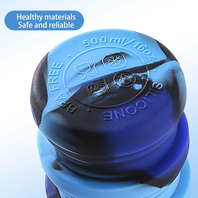 Alt view image 4 of 7 - Collapsible Water Bottles Travel water bottle Sports Portable Sport Water Bottle Reusable Water Bottles comes with mountaineering Buckle 500ml silicone Water-proof camping water bottle