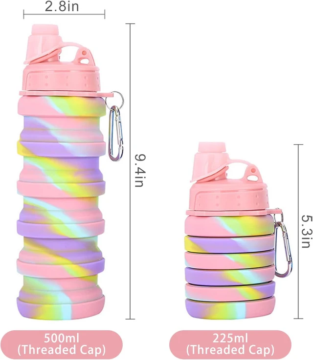 Alt view image 5 of 7 - Collapsible Water Bottles Travel water bottle Sports Portable Sport Water Bottle Reusable Water Bottles comes with mountaineering Buckle 500ml silicone Water-proof camping water bottle
